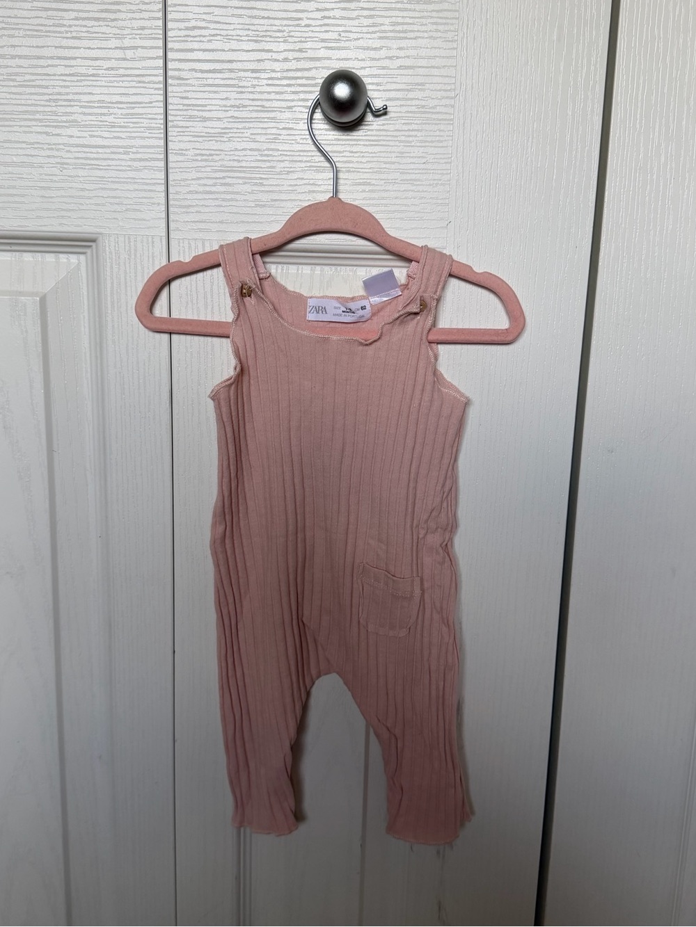 Zara Blush Pink Ribbed Baby Romper